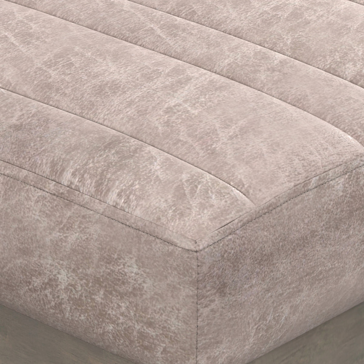 Distressed Grey Taupe Distressed Vegan Leather | Casey Ottoman Bench