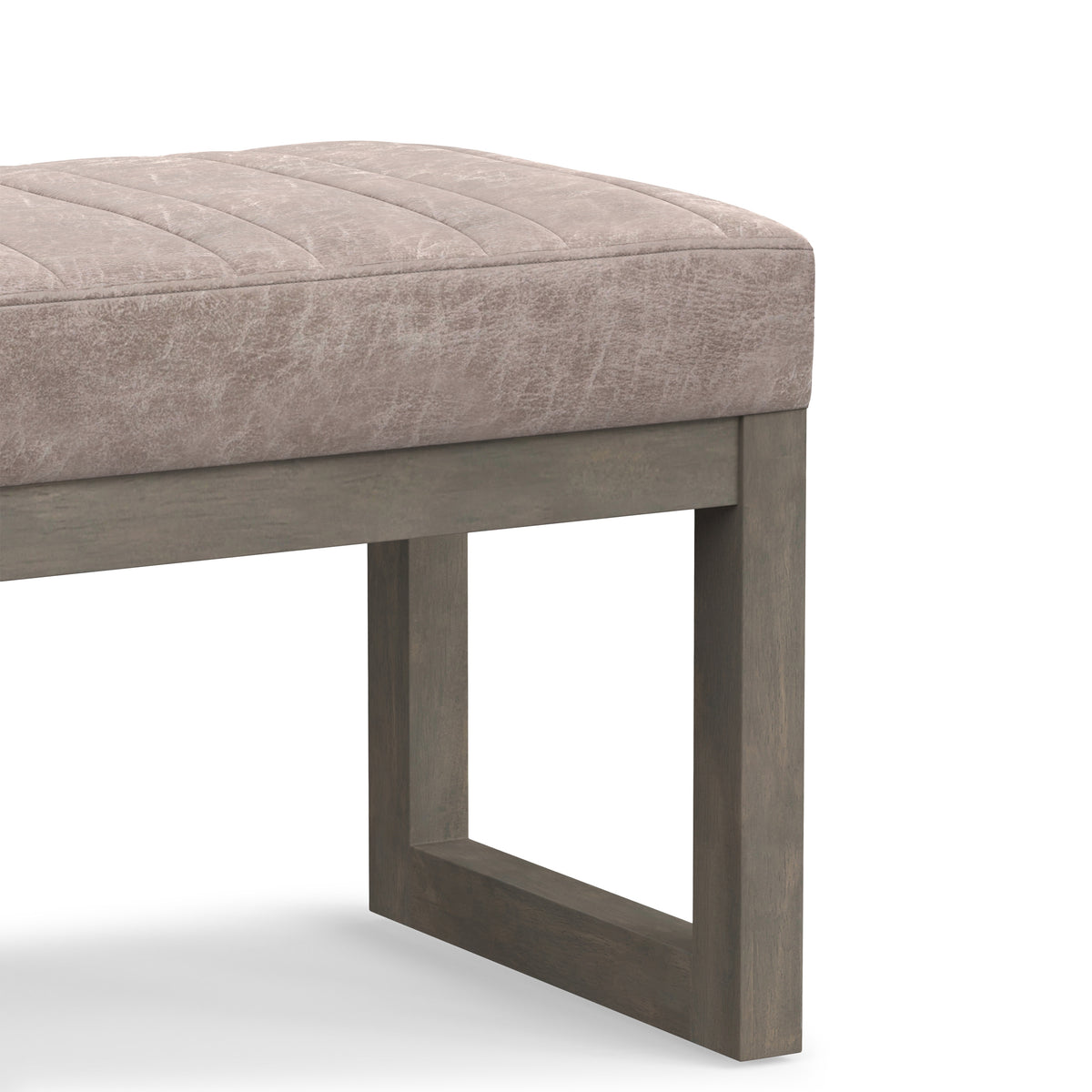 Distressed Grey Taupe Distressed Vegan Leather | Casey Ottoman Bench