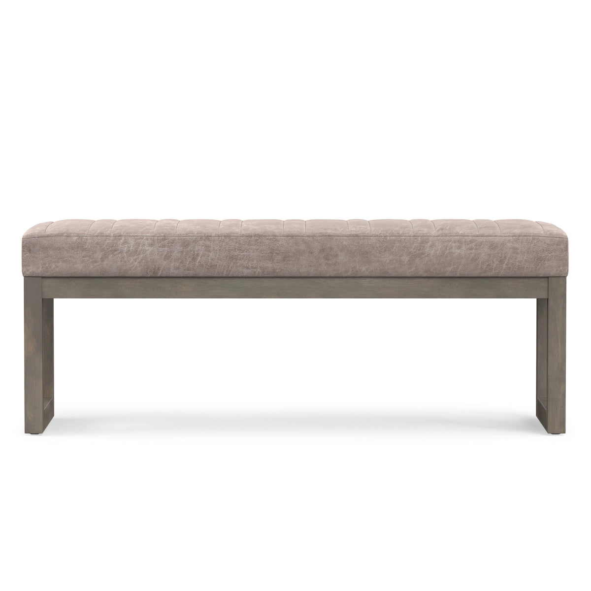 Distressed Grey Taupe Distressed Vegan Leather | Casey Ottoman Bench