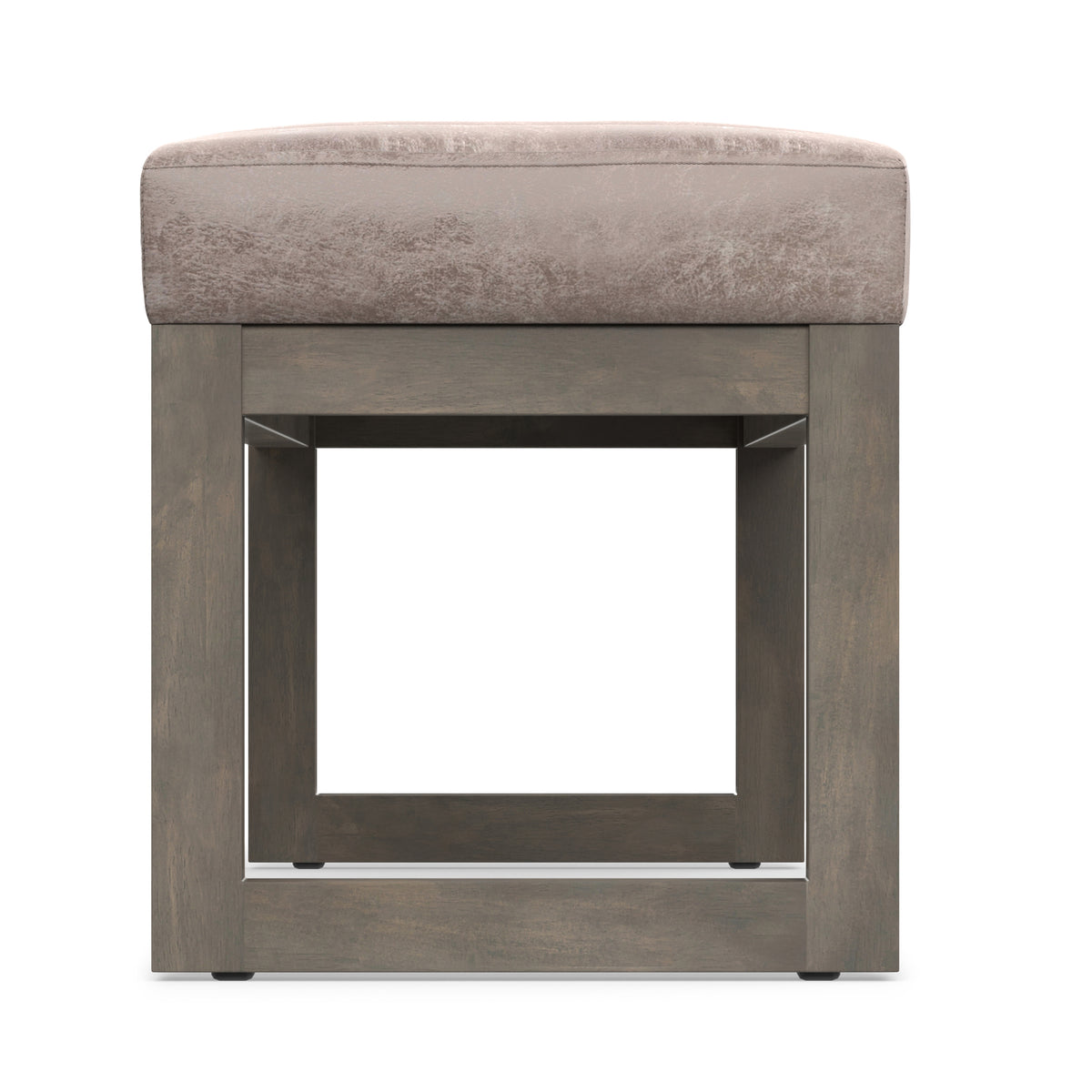 Distressed Grey Taupe Distressed Vegan Leather | Casey Ottoman Bench