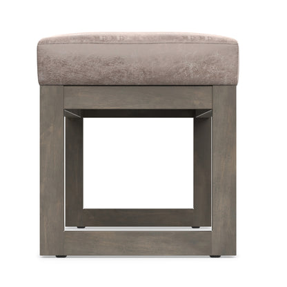 Distressed Grey Taupe Distressed Vegan Leather | Casey Ottoman Bench