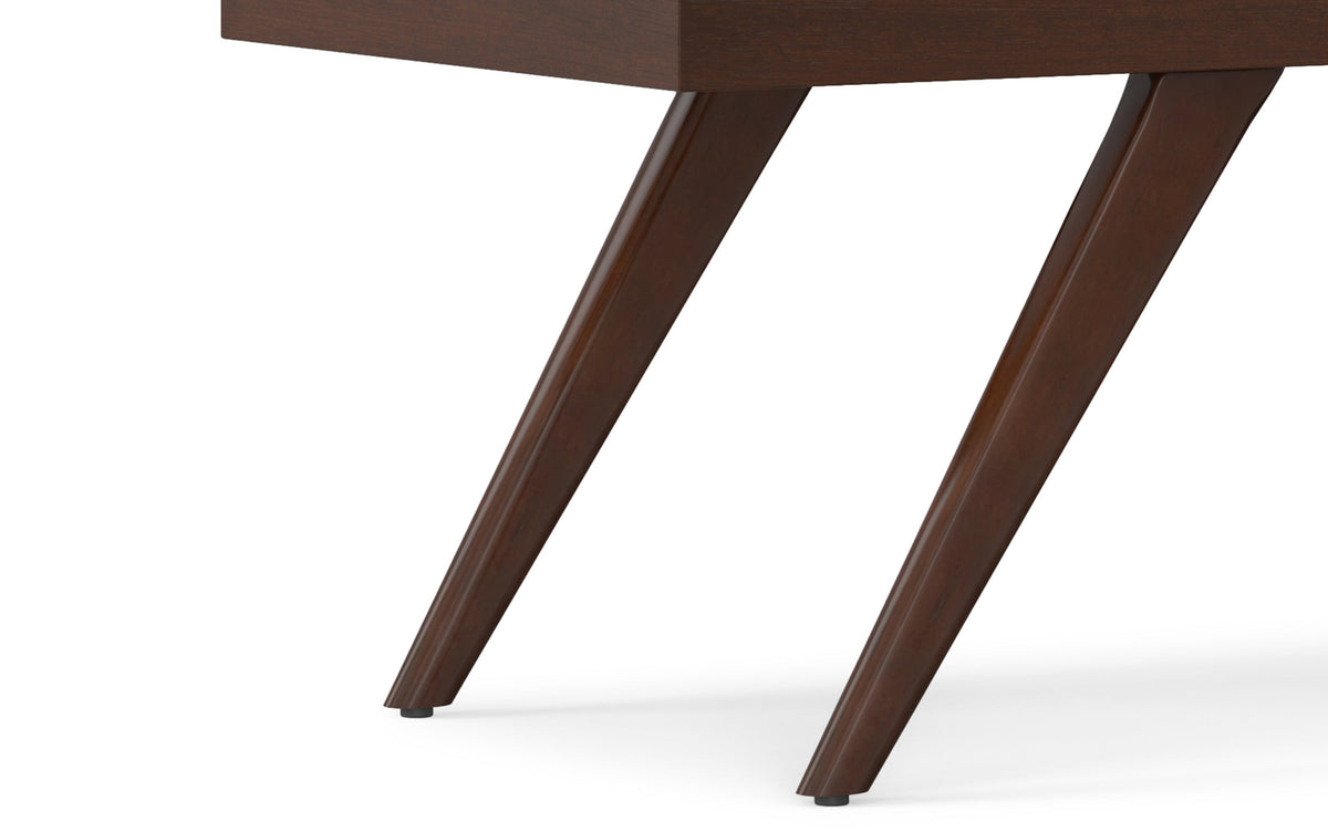 Distressed Chestnut Brown Distressed Vegan Leather | Chanelle Mid Century Ottoman Bench