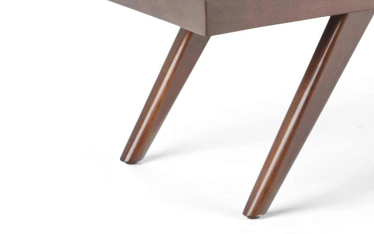 Distressed Saddle Brown Distressed Vegan Leather | Chanelle Mid Century Ottoman Bench