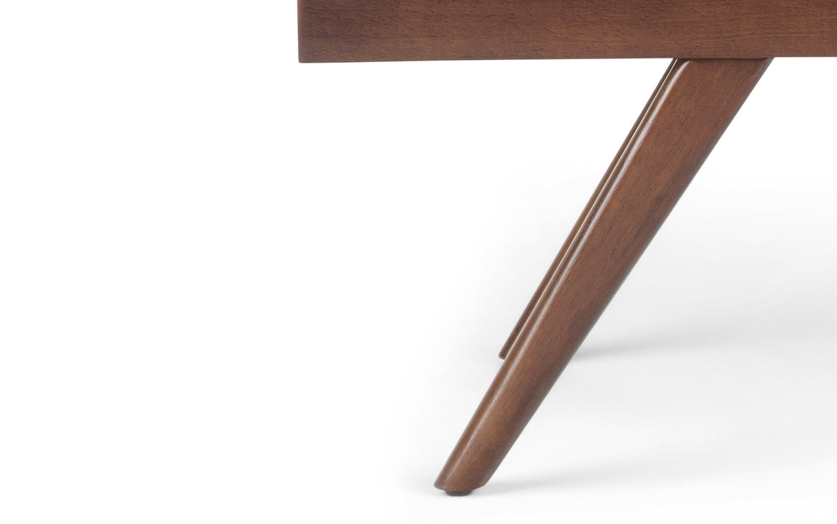 Distressed Saddle Brown Distressed Vegan Leather | Chanelle Mid Century Ottoman Bench