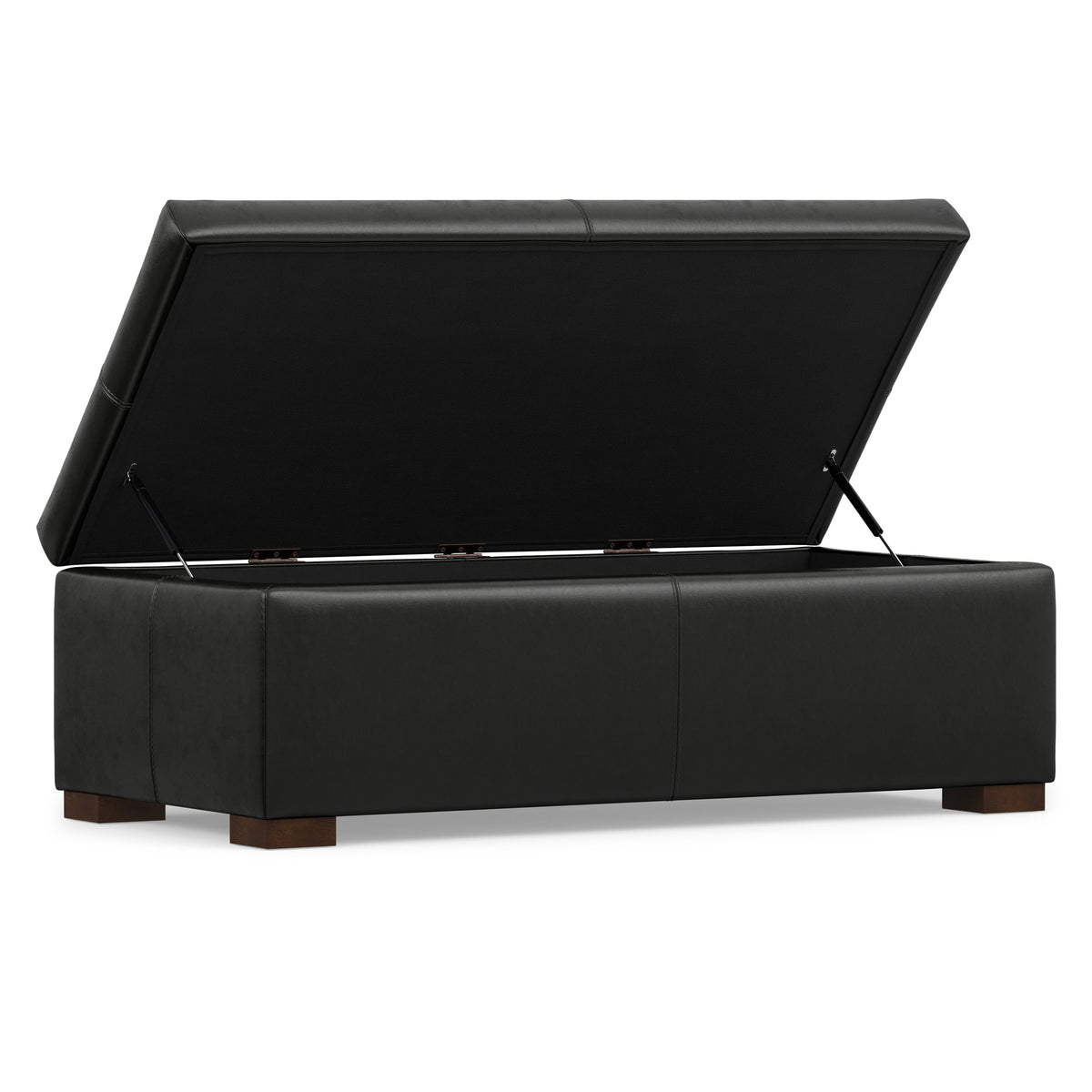Midnight Black Vegan Leather | Gabbie Rectangular Storage Ottoman in Vegan Leather