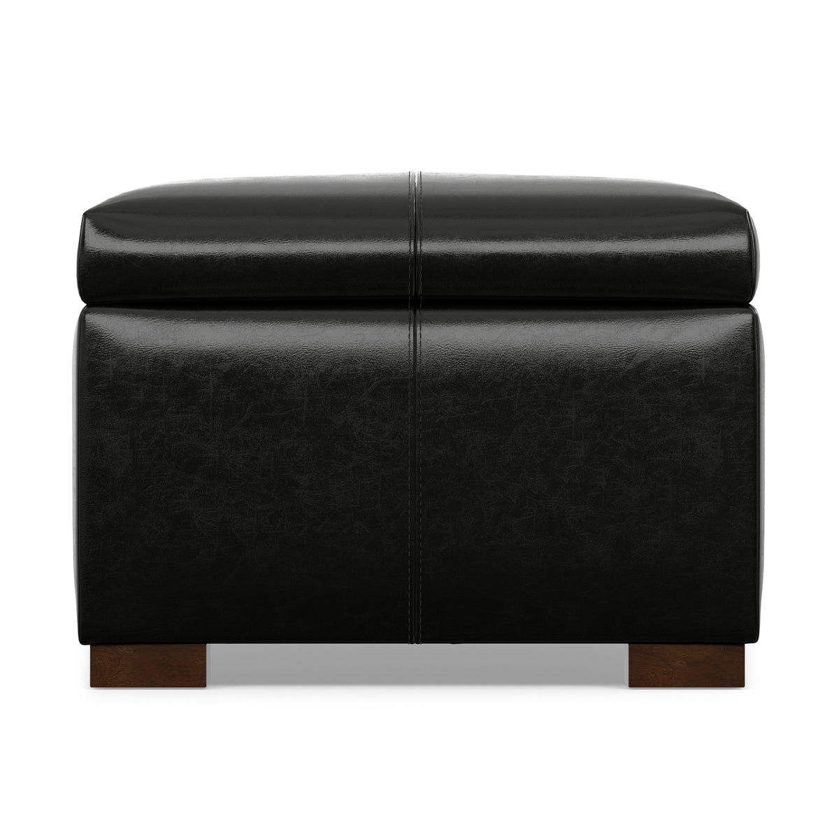 Midnight Black Vegan Leather | Gabbie Rectangular Storage Ottoman in Vegan Leather