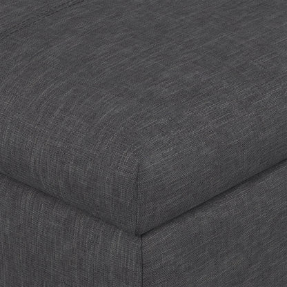 Slate Grey Linen Style Fabric | Gabbie Rectangular Storage Ottoman in Linen