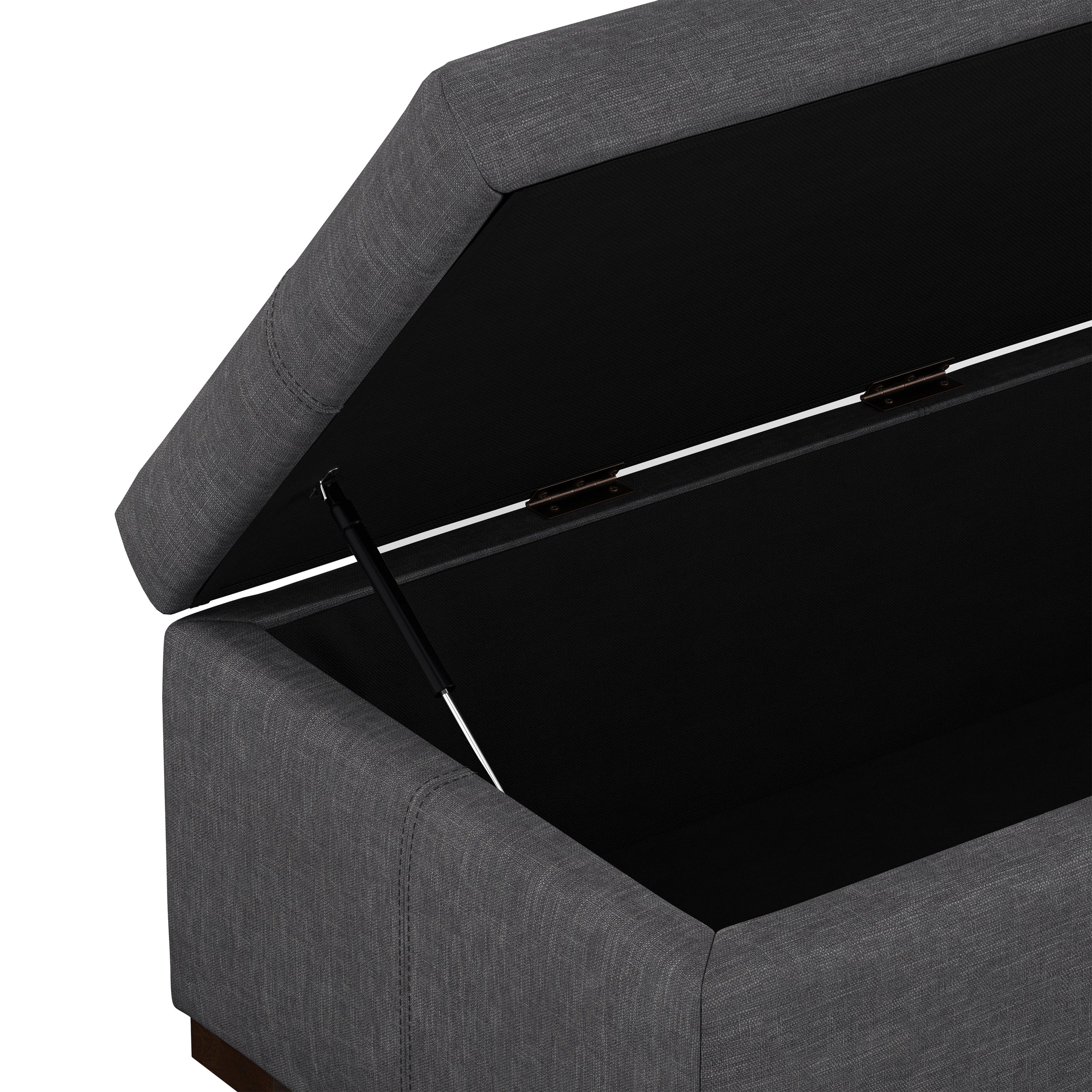 Slate Grey Linen Style Fabric | Gabbie Rectangular Storage Ottoman in Linen