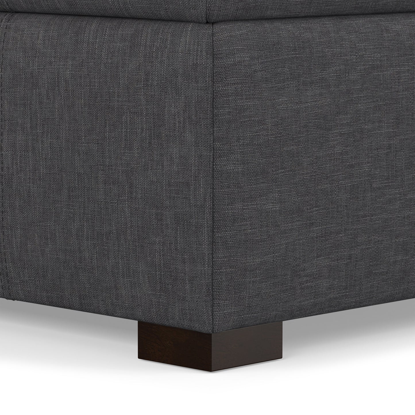 Slate Grey Linen Style Fabric | Gabbie Rectangular Storage Ottoman in Linen