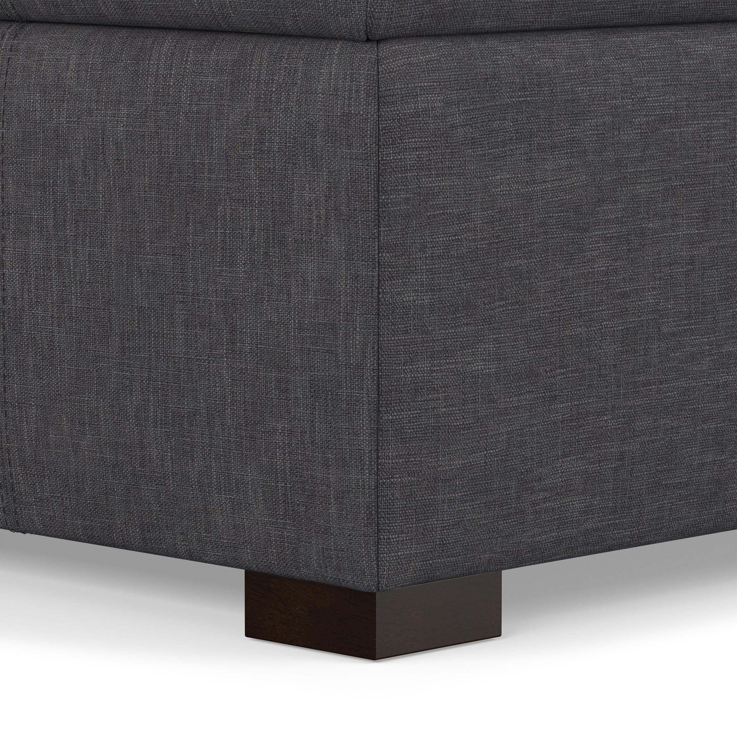 Slate Grey Linen Style Fabric | Gabbie Rectangular Storage Ottoman in Linen