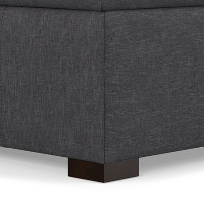 Slate Grey Linen Style Fabric | Gabbie Rectangular Storage Ottoman in Linen