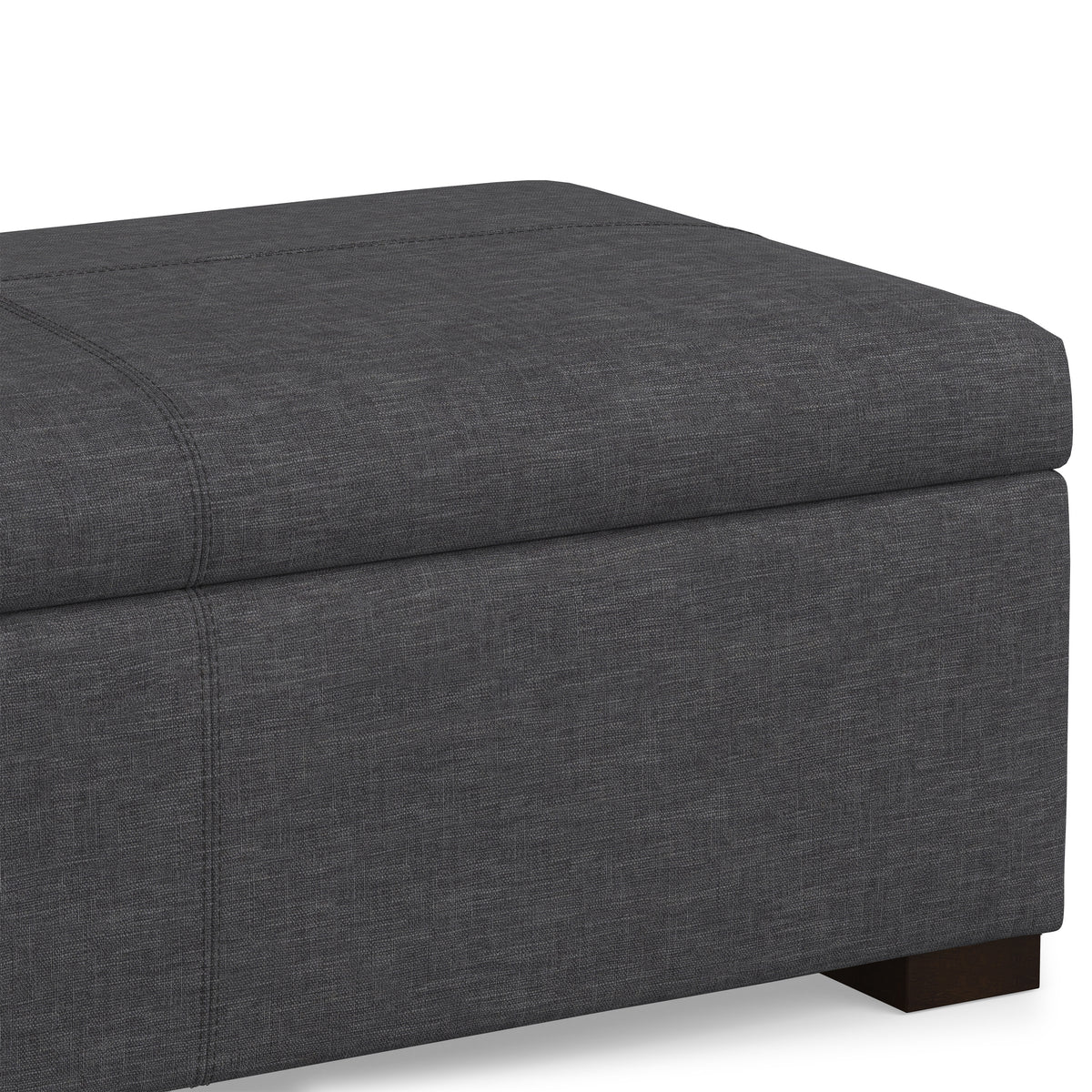Slate Grey Linen Style Fabric | Gabbie Rectangular Storage Ottoman in Linen