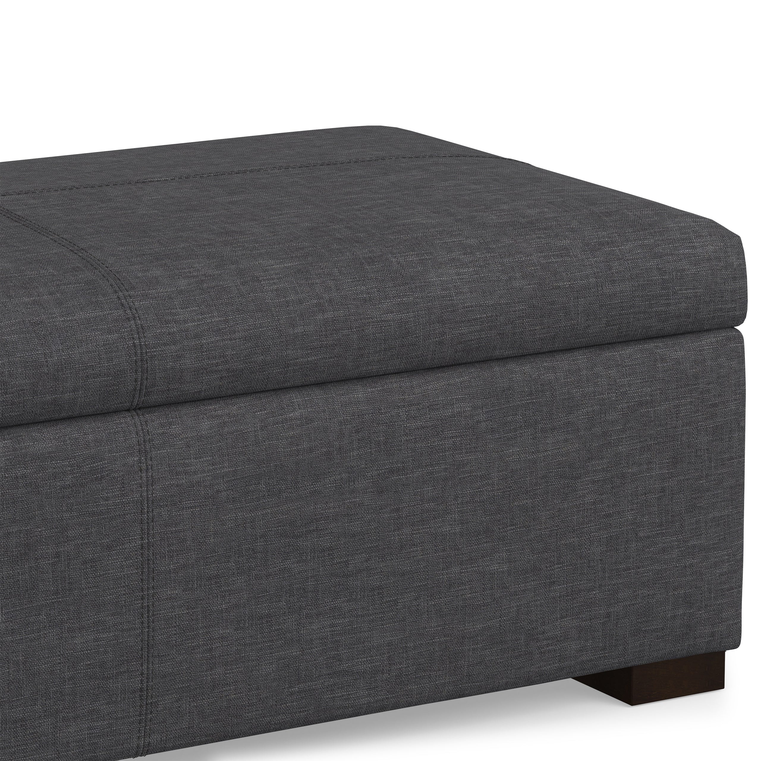 Slate Grey Linen Style Fabric | Gabbie Rectangular Storage Ottoman in Linen
