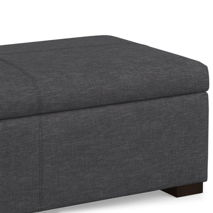Slate Grey Linen Style Fabric | Gabbie Rectangular Storage Ottoman in Linen