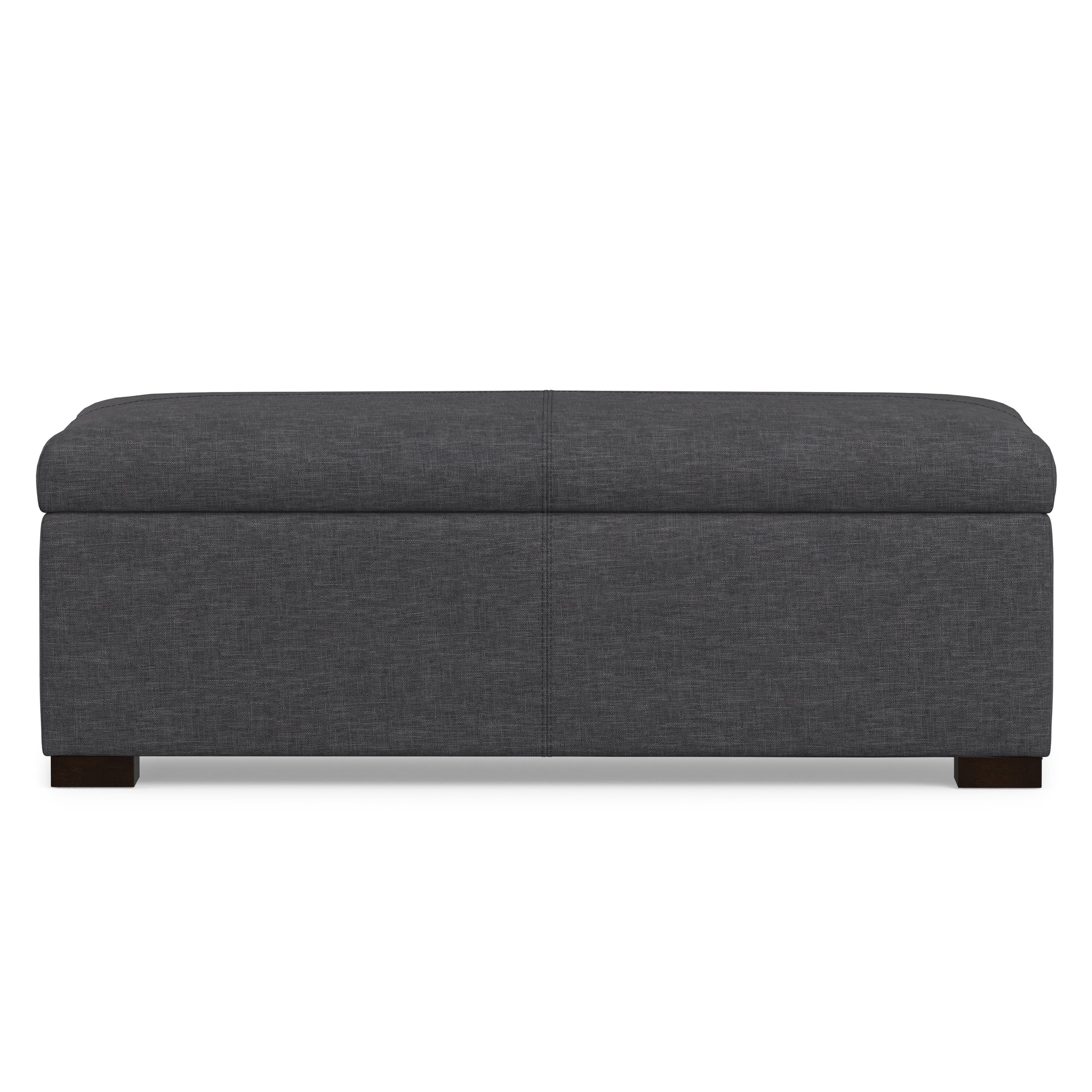 Slate Grey Linen Style Fabric | Gabbie Rectangular Storage Ottoman in Linen