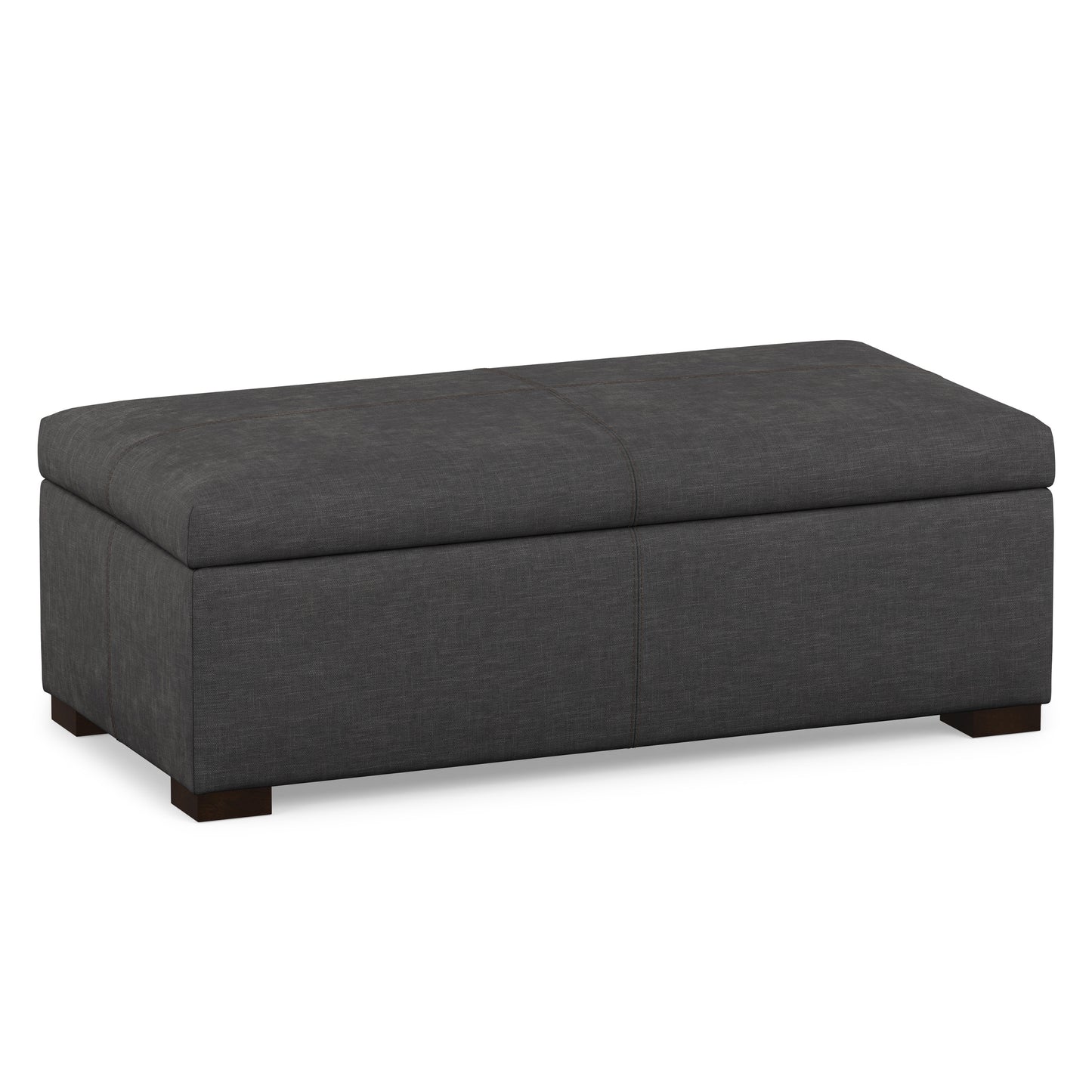 Slate Grey Linen Style Fabric | Gabbie Rectangular Storage Ottoman in Linen