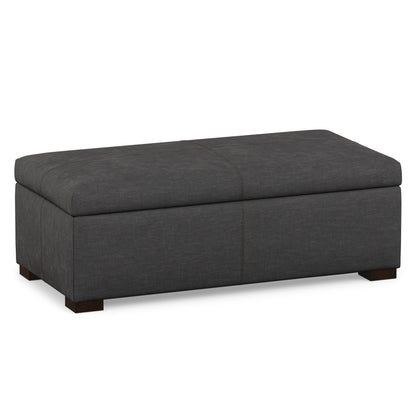 Slate Grey Linen Style Fabric | Gabbie Rectangular Storage Ottoman in Linen