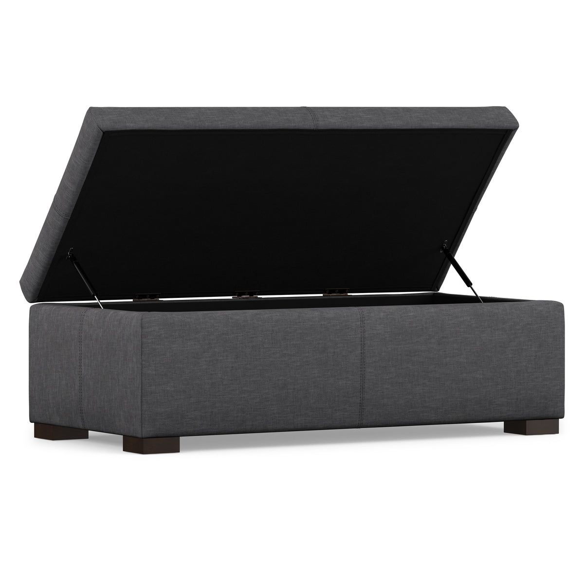 Slate Grey Linen Style Fabric | Gabbie Rectangular Storage Ottoman in Linen