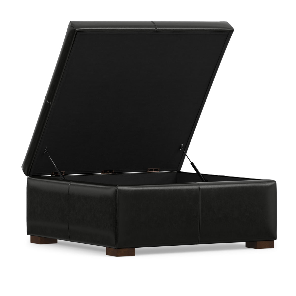 Midnight Black Vegan Leather | Gabbie Square Coffee Table Storage Ottoman