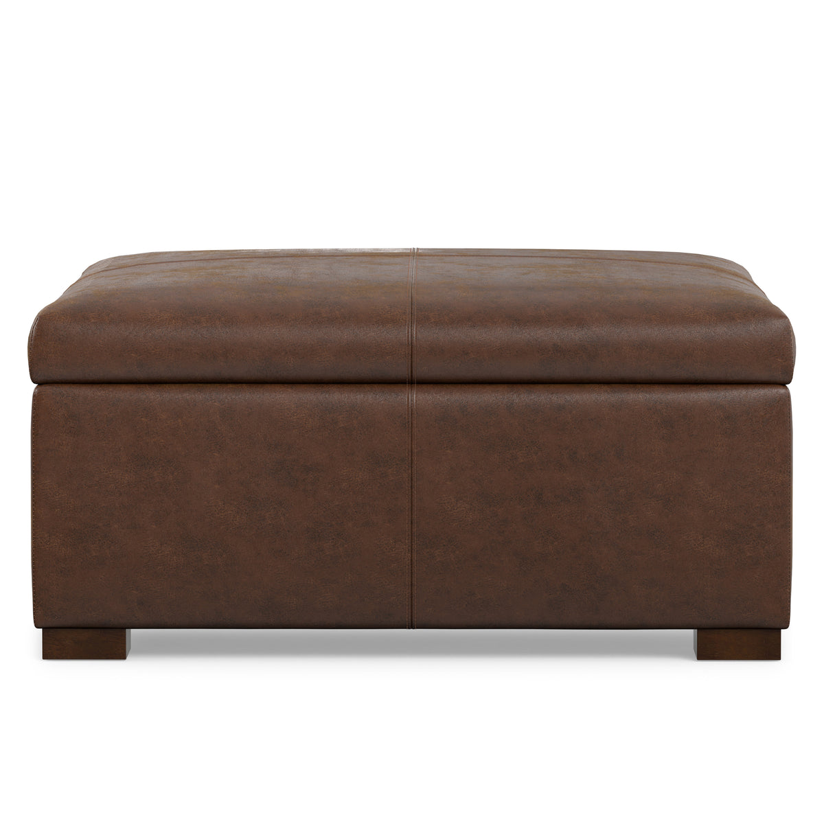 Distressed Chestnut Brown Distressed Vegan Leather | Gabbie Square Coffee Table Storage Ottoman