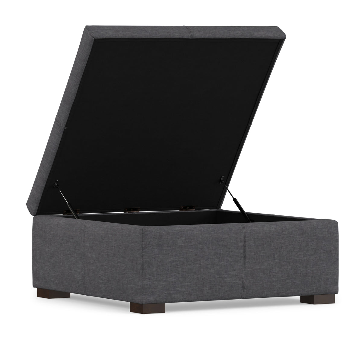 Slate Grey Linen Style Fabric | Gabbie Square Coffee Table Storage Ottoman