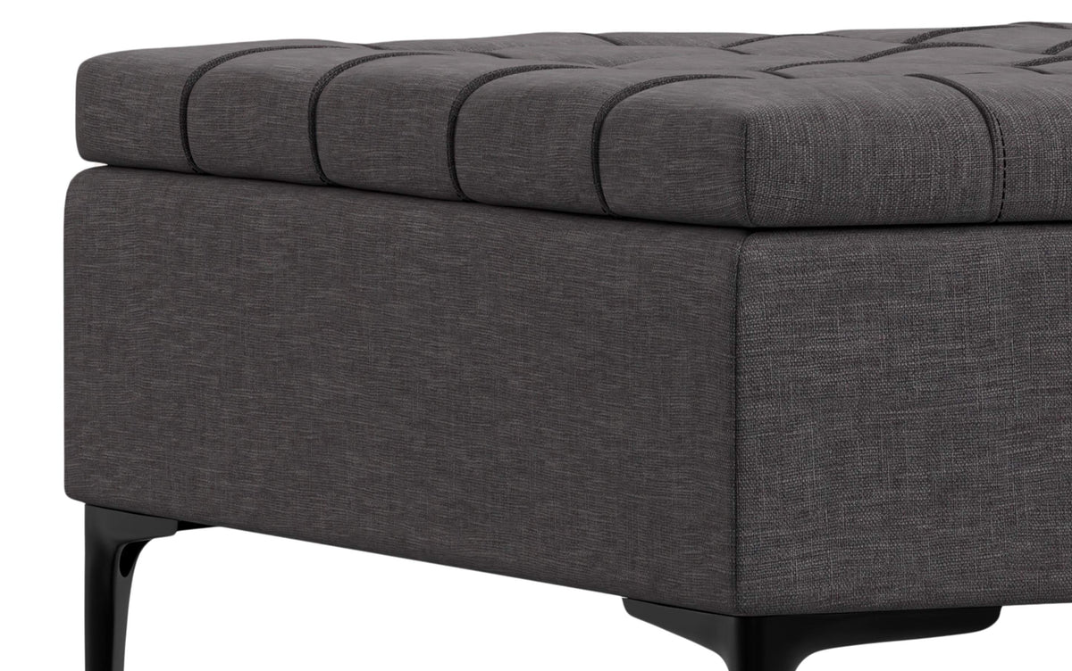Slate Grey Linen Style Fabric | Laura Lift Top Storage Ottoman