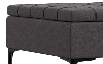 Slate Grey Linen Style Fabric | Laura Lift Top Storage Ottoman