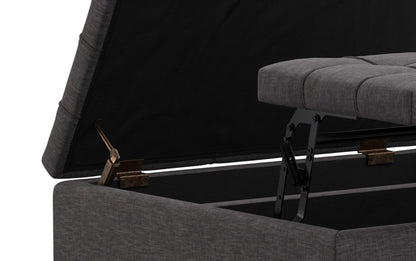 Slate Grey Linen Style Fabric | Laura Lift Top Storage Ottoman