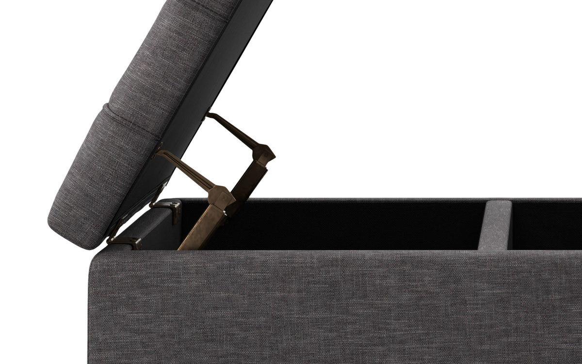 Slate Grey Linen Style Fabric | Laura Lift Top Storage Ottoman