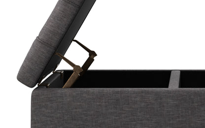 Slate Grey Linen Style Fabric | Laura Lift Top Storage Ottoman