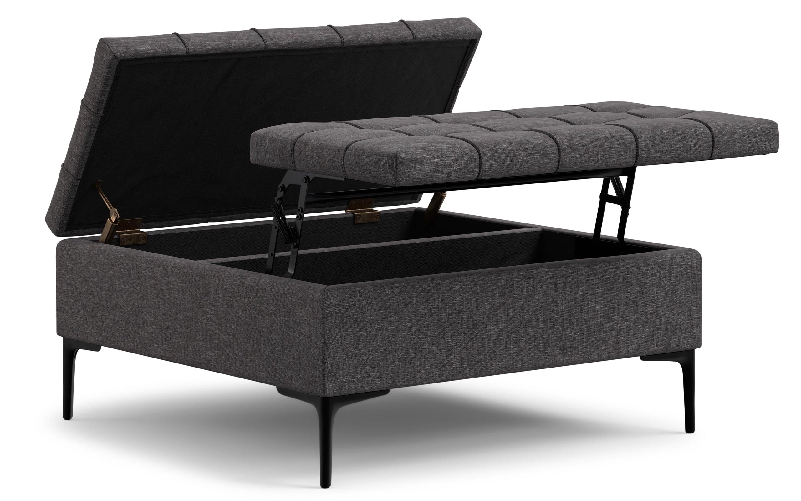 Slate Grey Linen Style Fabric | Laura Lift Top Storage Ottoman