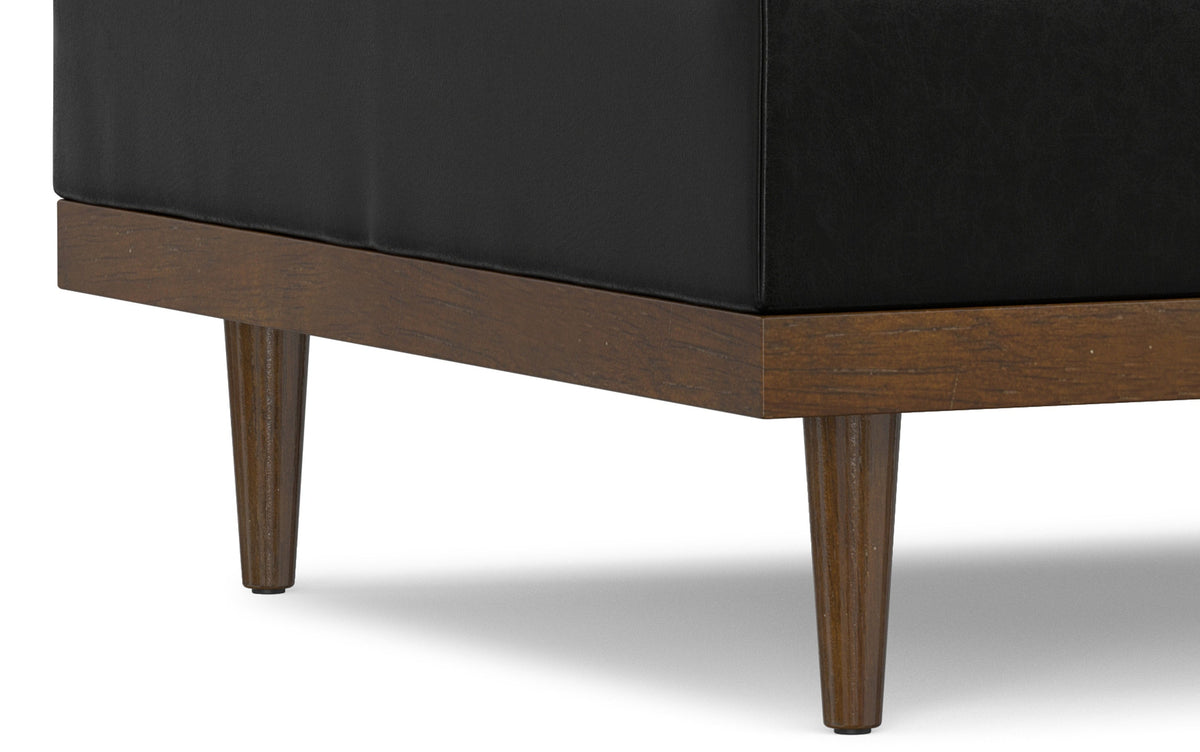 Midnight Black Distressed Vegan Leather | Mariah Lift Top Table Storage Ottoman