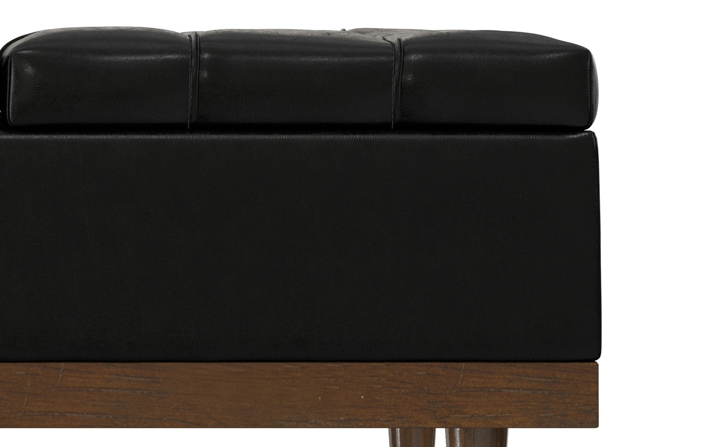 Midnight Black Distressed Vegan Leather | Mariah Lift Top Table Storage Ottoman