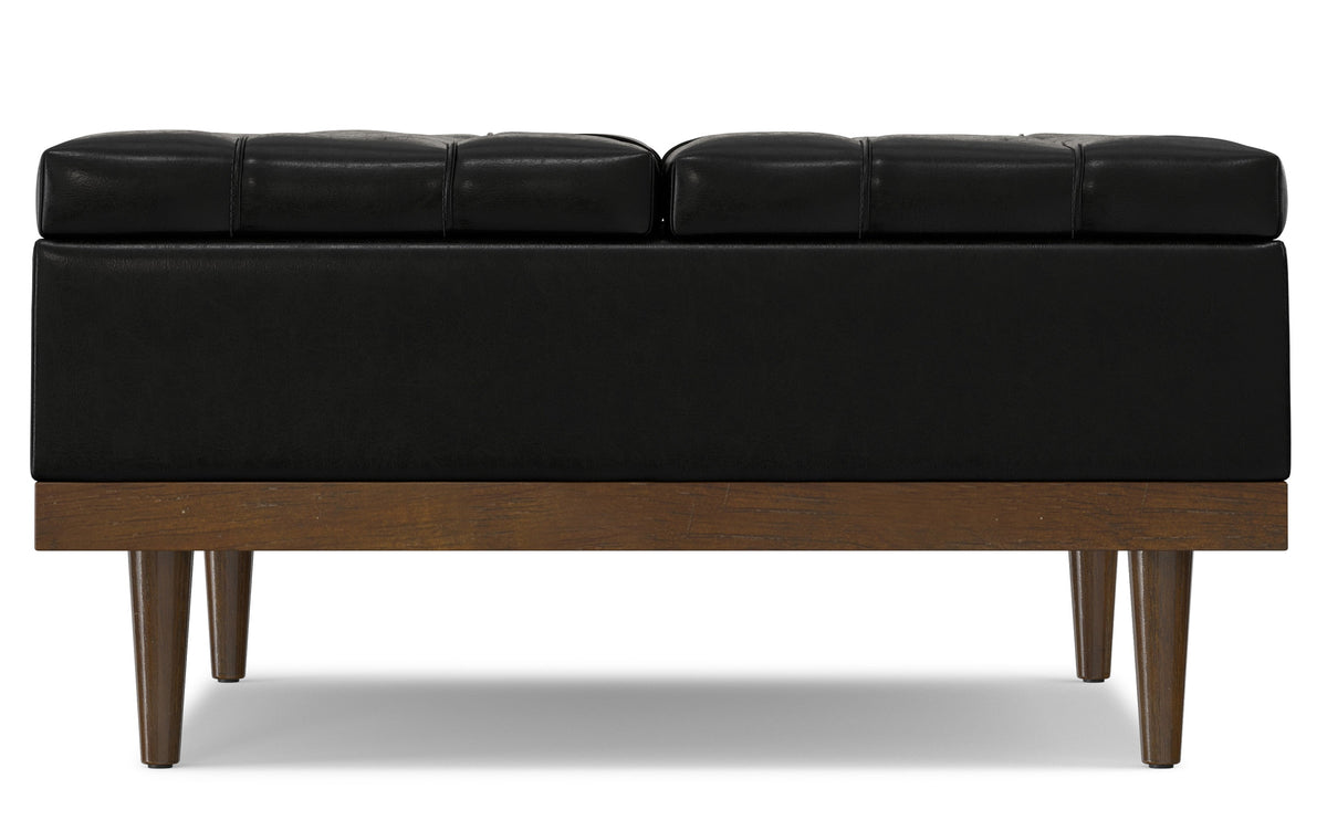 Midnight Black Distressed Vegan Leather | Mariah Lift Top Table Storage Ottoman
