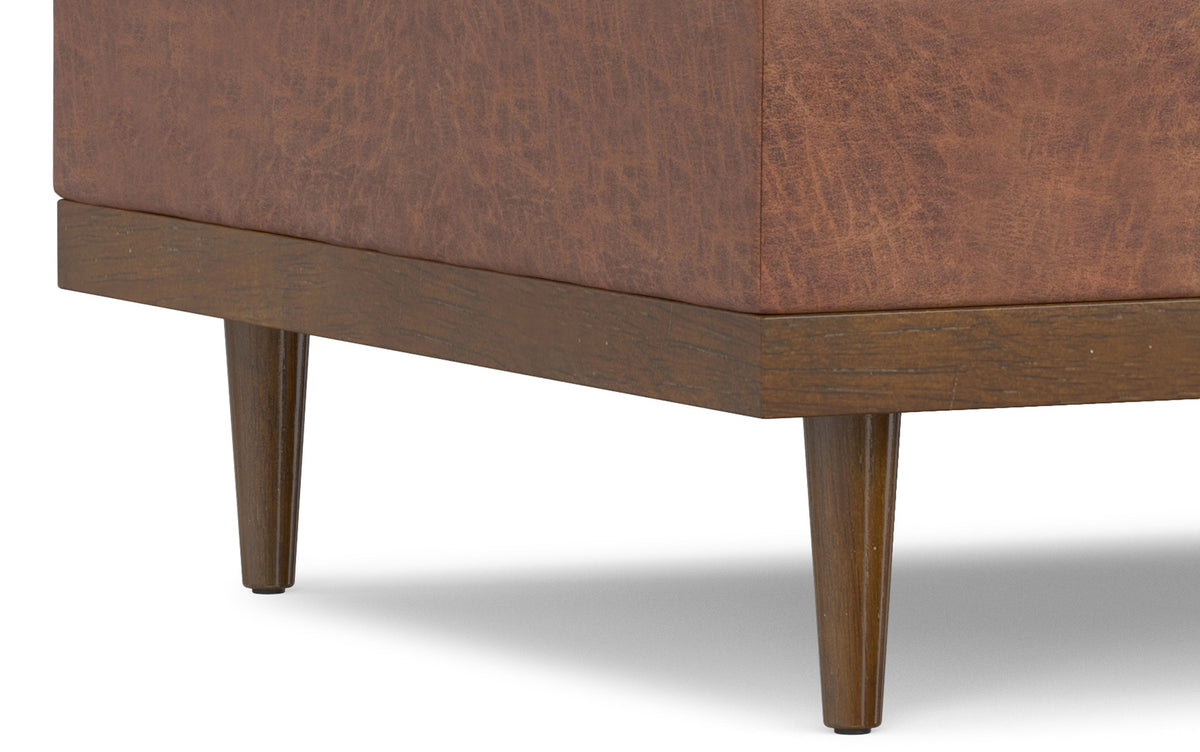 Distressed Saddle Brown Distressed Vegan Leather | Mariah Lift Top Table Storage Ottoman