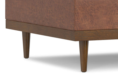 Distressed Saddle Brown Distressed Vegan Leather | Mariah Lift Top Table Storage Ottoman