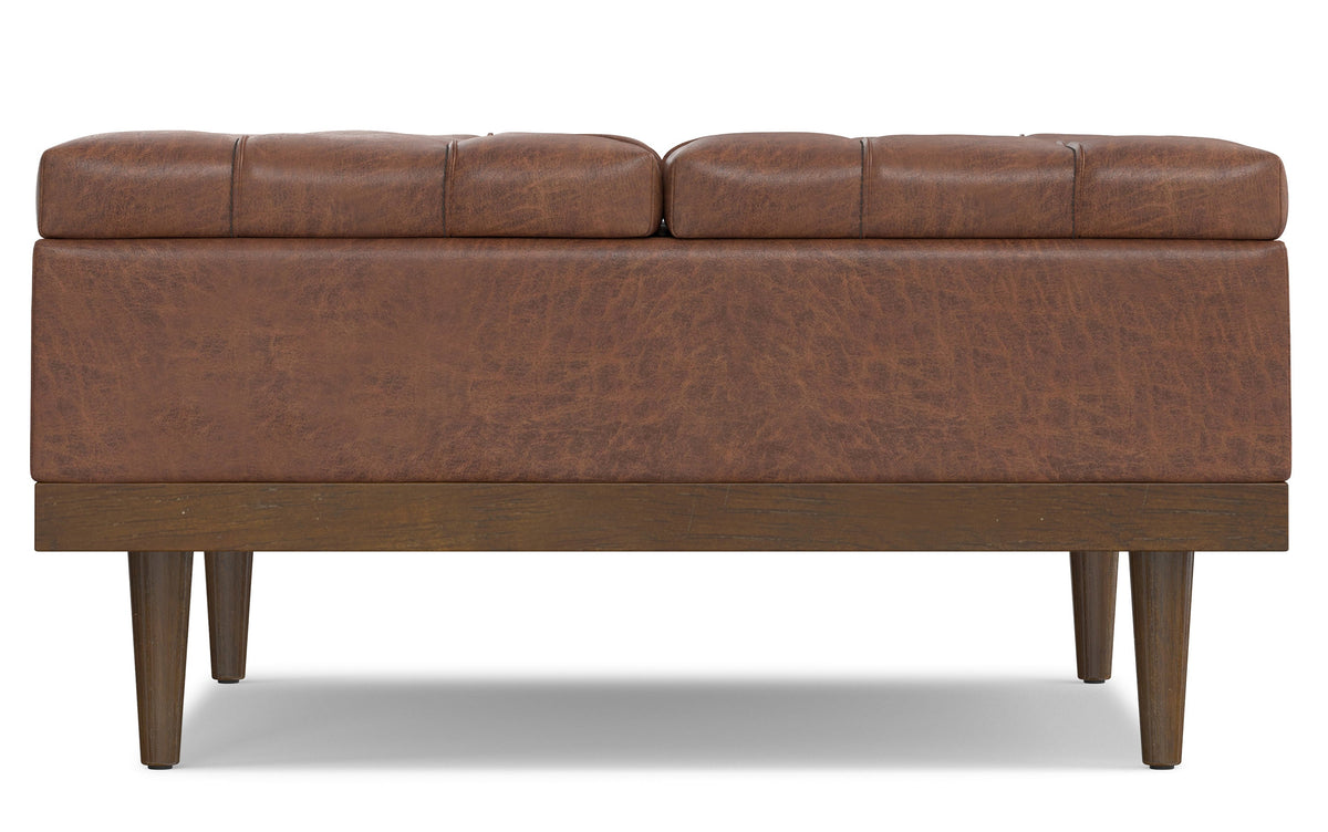 Distressed Saddle Brown Distressed Vegan Leather | Mariah Lift Top Table Storage Ottoman