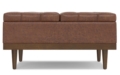 Distressed Saddle Brown Distressed Vegan Leather | Mariah Lift Top Table Storage Ottoman