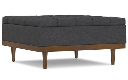 Slate Grey Linen Style Fabric | Mariah Lift Top Table Storage Ottoman