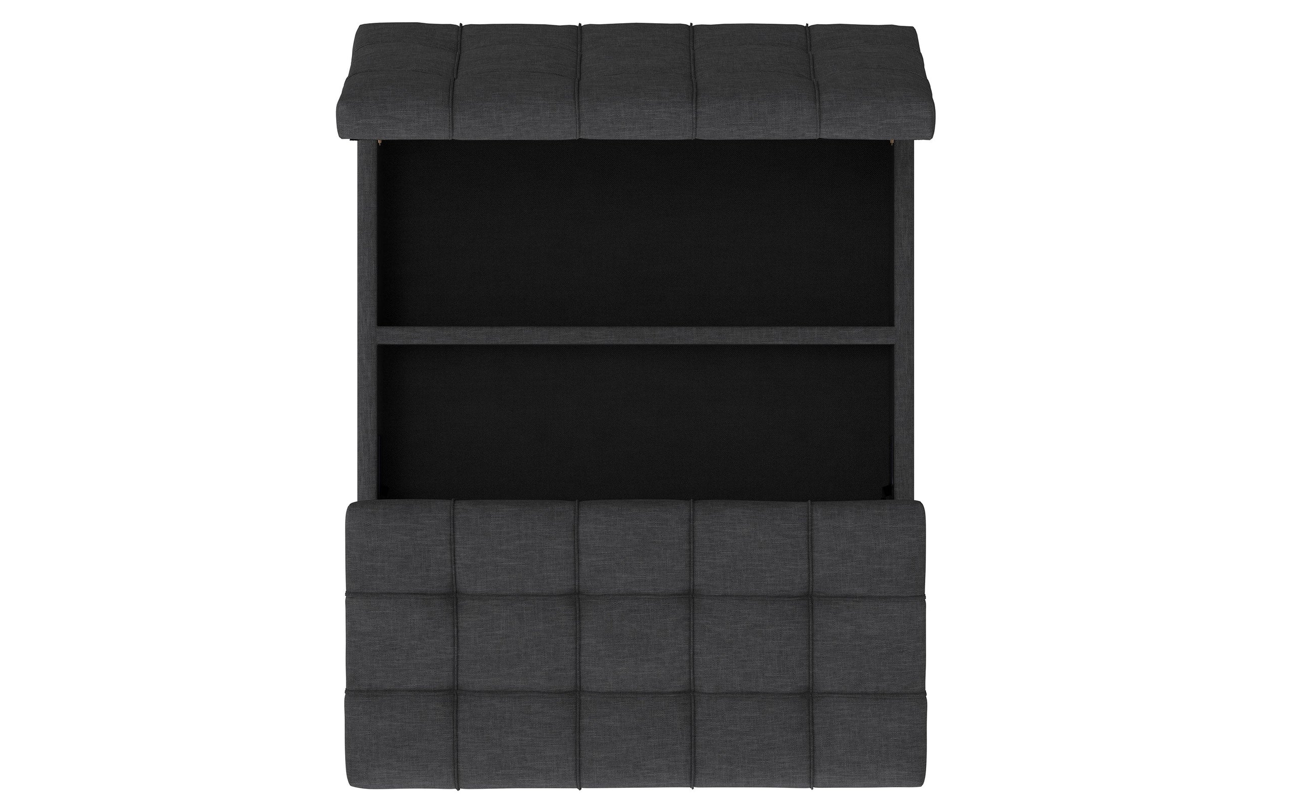 Slate Grey Linen Style Fabric | Mariah Lift Top Table Storage Ottoman
