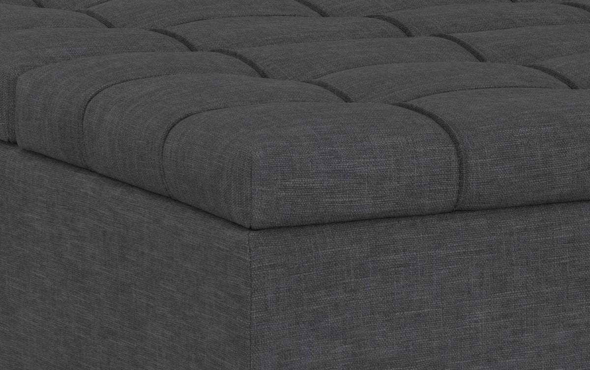 Slate Grey Linen Style Fabric | Mariah Lift Top Table Storage Ottoman