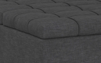 Slate Grey Linen Style Fabric | Mariah Lift Top Table Storage Ottoman