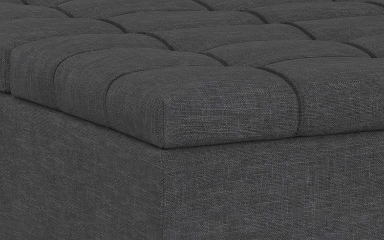Slate Grey Linen Style Fabric | Mariah Lift Top Table Storage Ottoman