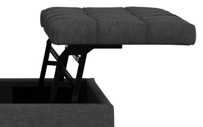 Slate Grey Linen Style Fabric | Mariah Lift Top Table Storage Ottoman