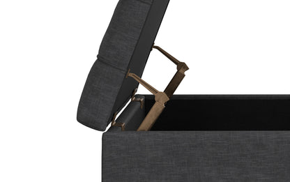 Slate Grey Linen Style Fabric | Mariah Lift Top Table Storage Ottoman