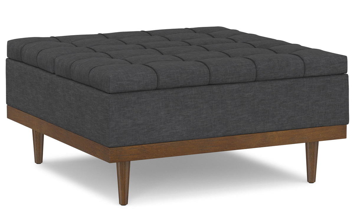 Slate Grey Linen Style Fabric | Mariah Lift Top Table Storage Ottoman