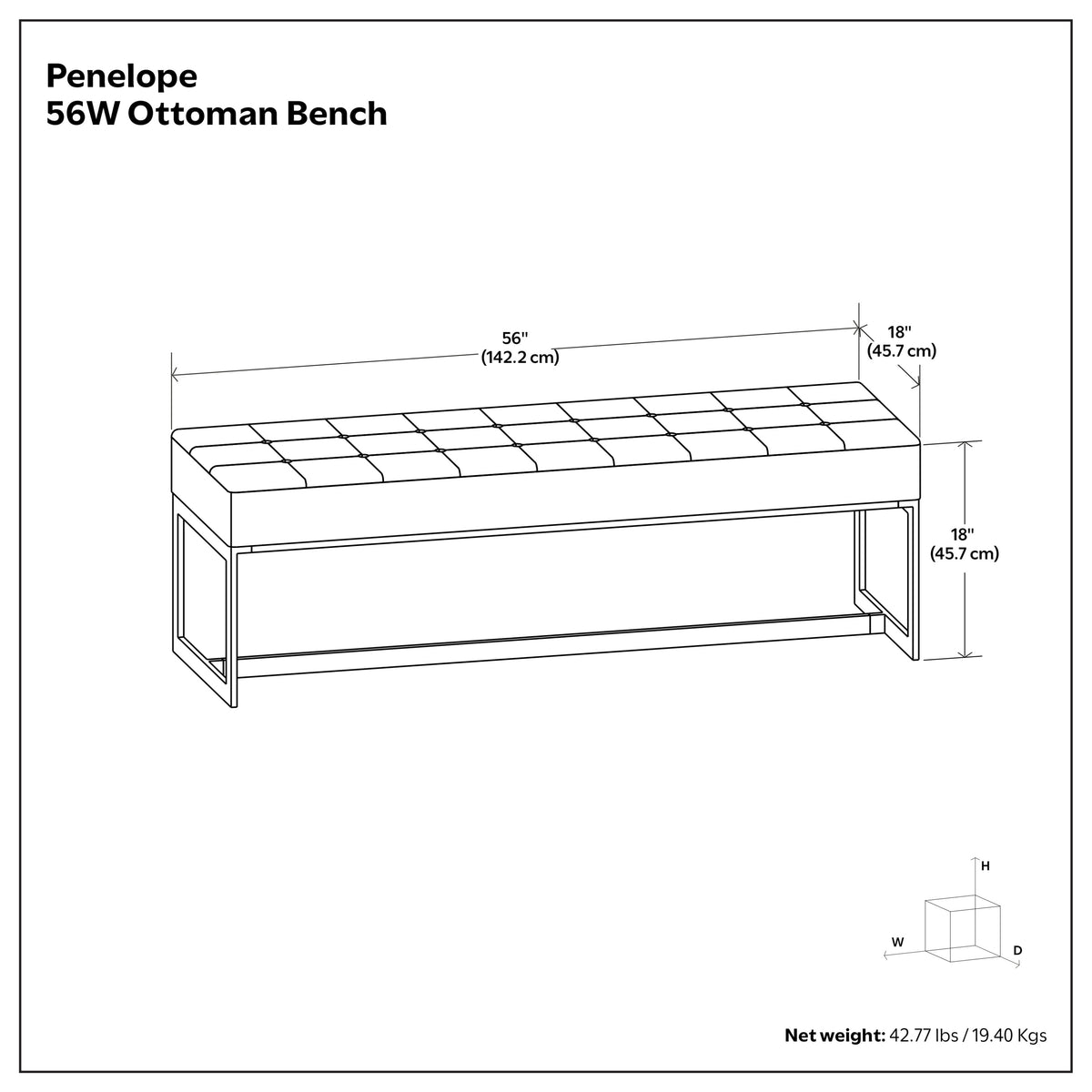 Penelope Leather Ottoman Bench