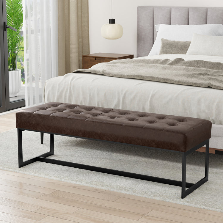 Penelope Leather Ottoman Bench