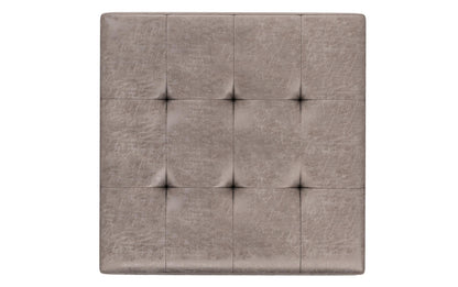 Distressed Grey Taupe Distressed Vegan Leather | Shay Mid Century Large Square Coffee Table Storage Ottoman