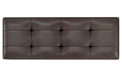 Distressed Chestnut Brown Distressed Vegan Leather | Shay Mid Century Rectangular Storage Ottoman